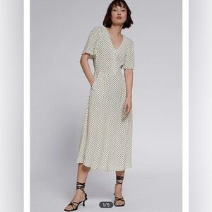 & Other Stories Black and White Polka Dot Midi Dress